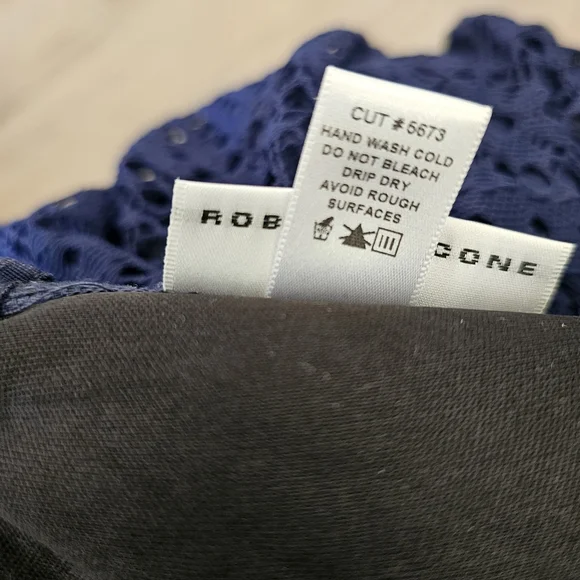 Robin Piccone One Piece Navy Blue Halter Crochet Bathing Swimsuit Size 10 - Picture 8 of 8